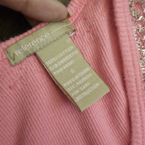Reference Coral Ribbed Tank Top with embellishments - Size Small - Picture 3 of 8